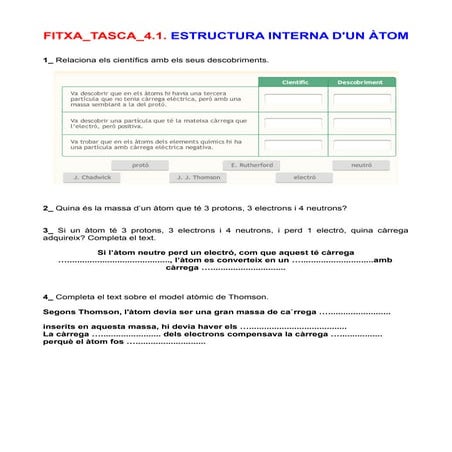 Tasca 4.1. estructura interna d'un atom | PDF