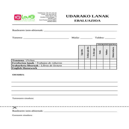 Fitxen ereduak   udako lanak