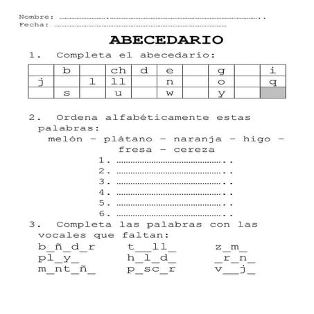 FICHAS DE CASTELLANO CICLO INICIAL