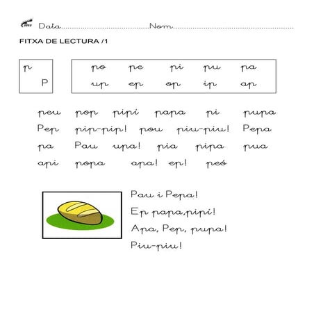 Fitxes de lectura per 1r