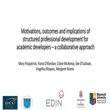 Motivations, outcomes and implications of structured professional development...