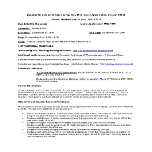 Fiu music appreciation class syllabus @hghs 2014 fall semester