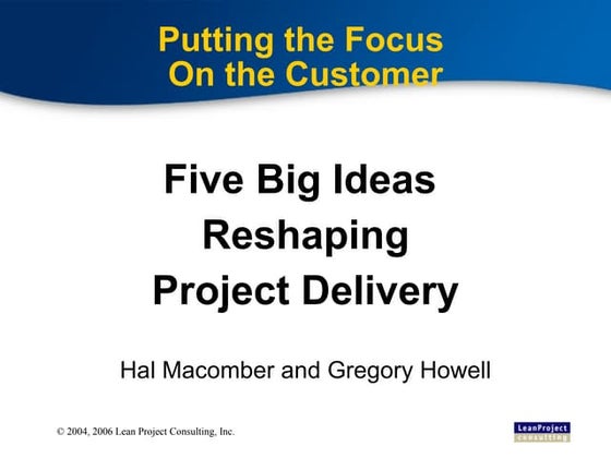 Five Big Ideas For Proj Delivery
