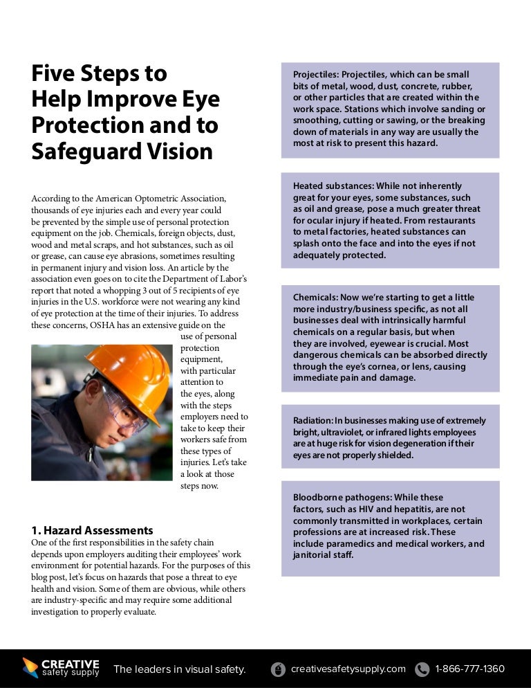 Five steps to help improve eye protection and to safeguard vision