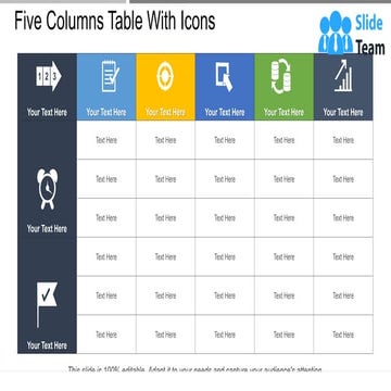 Five Columns Table With Icons