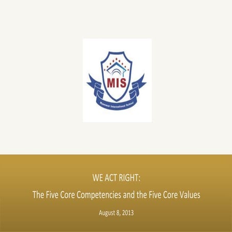 WE ACT RIGHT: Five core values and five core competencies