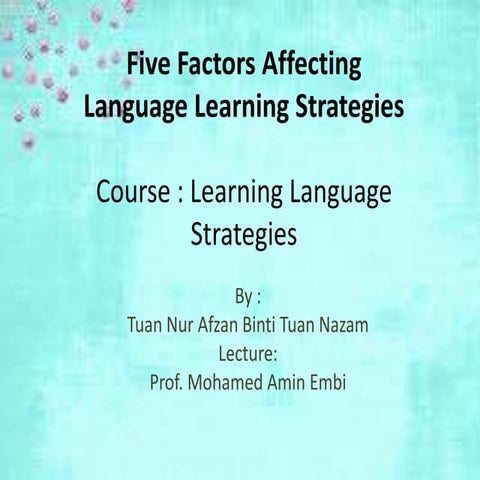 Five factors affecting learning language strategies