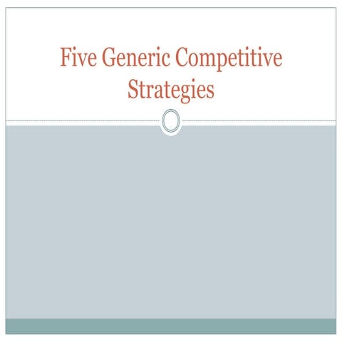 Five generic competitive strategies