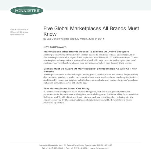 Five global marketplaces. Forrester Research