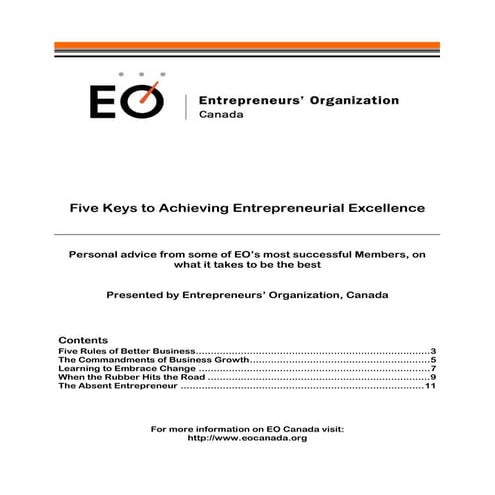 Five keys to achieving entrepreneurial excellence