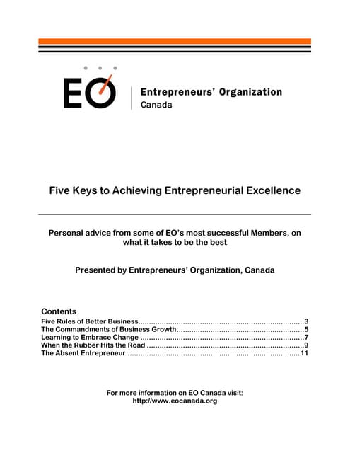 Five keys to achieving entrepreneurial excellence