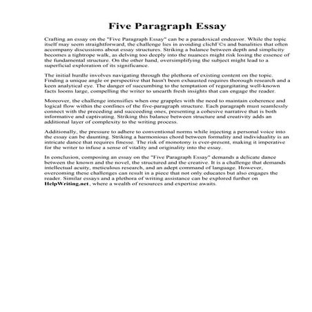 Five Paragraph Essay