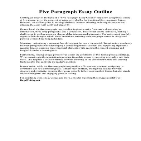 Five Paragraph Essay Outline. 5 Paragraph Essay Outline Example  Telegraph