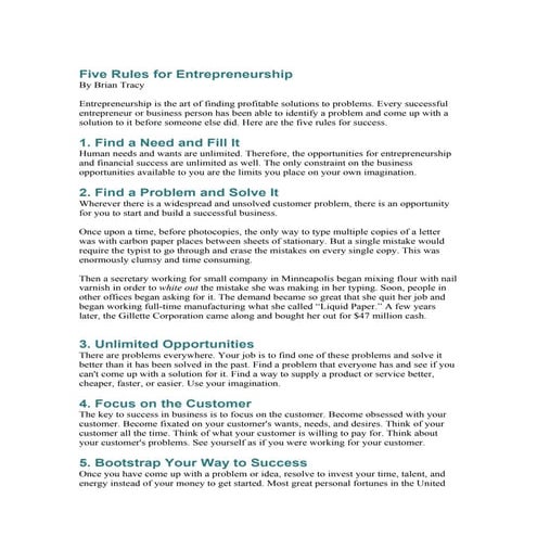 Five rules for entrepreneurship