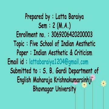 Five schools of Indian Aesthetic