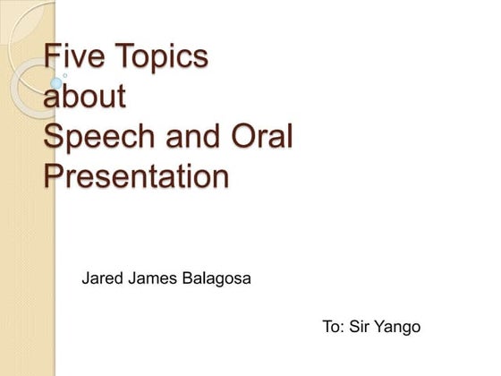 THE ORAL COMMUNICATION | PPT