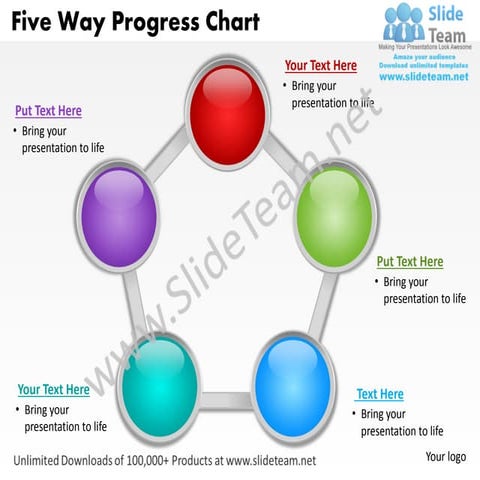 Five way progress chart powerpoint templates 0712