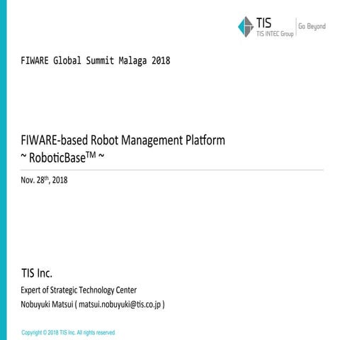FIWARE-based Robot Management Platform ~ RoboticBase~ | PPT