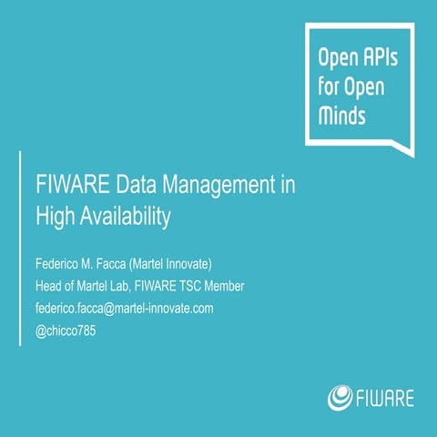 FIWARE Data Management in High Availability