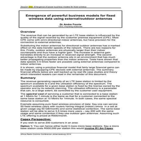 Fixed Broadband Business Case - Short Version