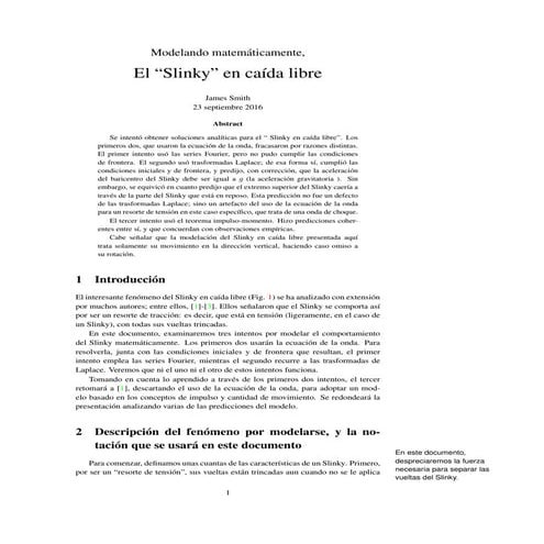 Modelando matemáticamente, el "Slinky'' en caída libre
