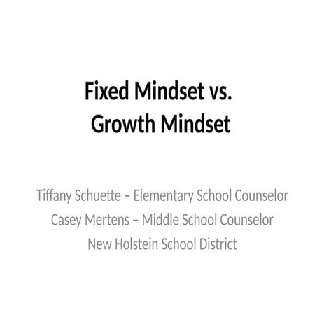 Fixed vs. Growth Mindset Powerpoint Presentation