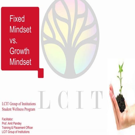 Fixed vs Gowth Mindset A fixed mindset: in this mindset, people believe that ...