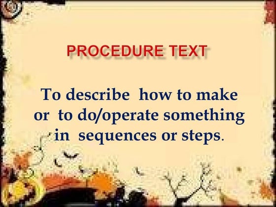 (PPT) Procedure text | PPTX | Cooking | Food & Drink