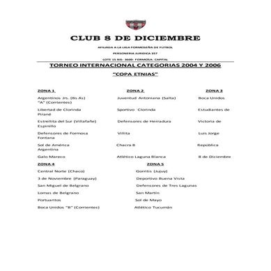 Fixture - Club 8 de Diciembre
