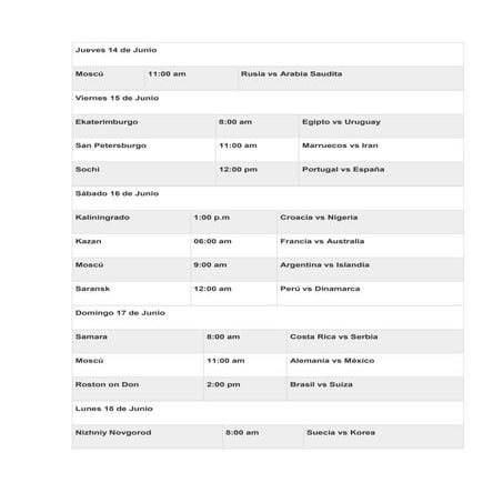 Fixture del mundial rusia 2018 | PDF
