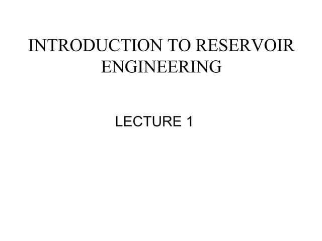reservoir engineering