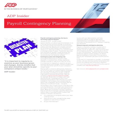 Payroll Contingency Planning