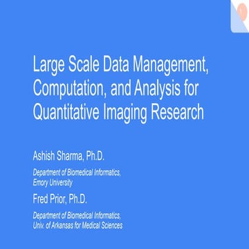 Radiomics Data Management, Computation, and Analysis for QIN F2F 2016