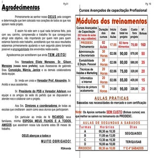 agradecimentos e cursos