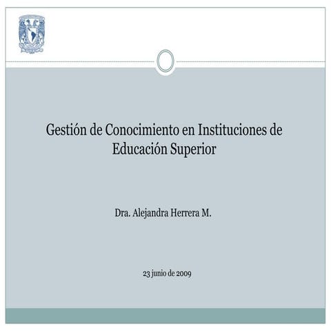 Conferencia Magistral "La gestión del conocimiento en las instituciones  de e...