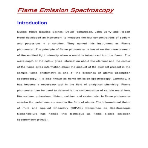 Flame emission spectroscopy