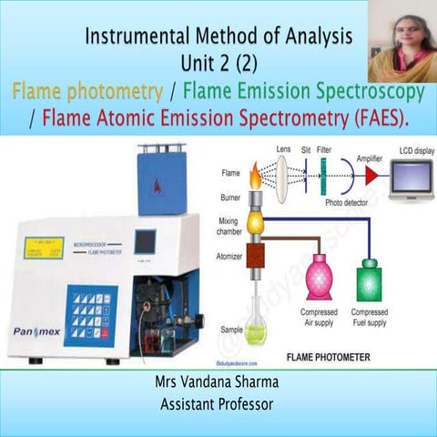 Flame photometry, principle, interferences, instrumentation, applications.pptx