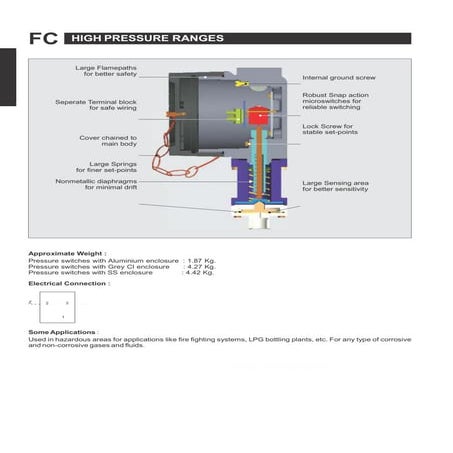 Flameproof High Range Pressure Switches with Scale FC series