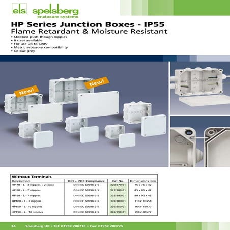 Flame Retardant & Moisture Resistant Junction Boxes & Electrical Enclosures 