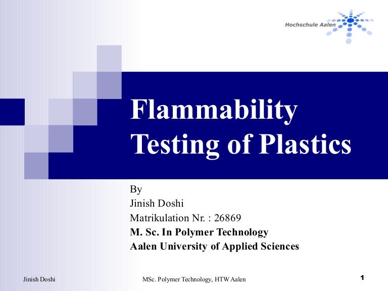 Flammability Testing Of Plastics Jinish Doshi