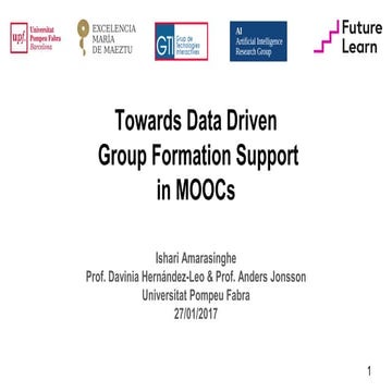 Towards Data Driven Group Formation Support in MOOCs
