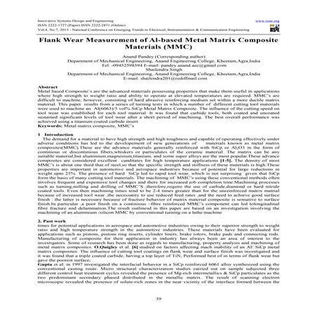 Flank wear measurement of al based metal matrix composite materials (mmc)