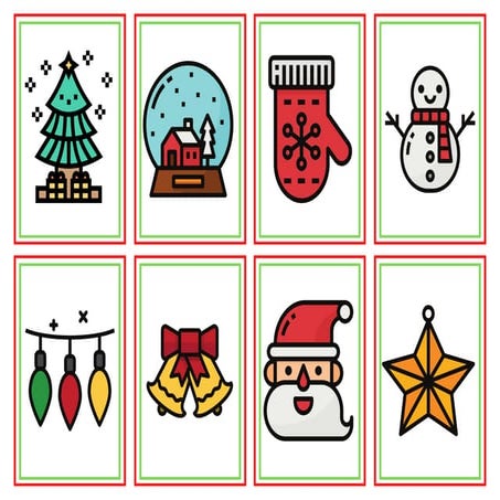 Jeu Flash card vocabulaire de noel A1- A2- B1