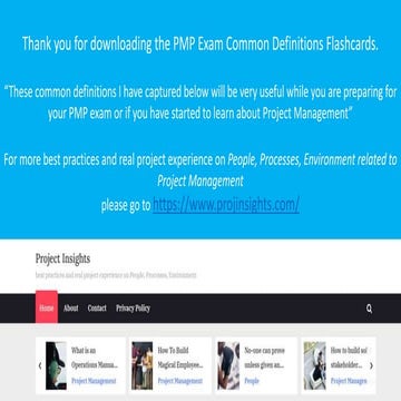 PMP Exam Flashcards common definitions 7th edition original v2.0