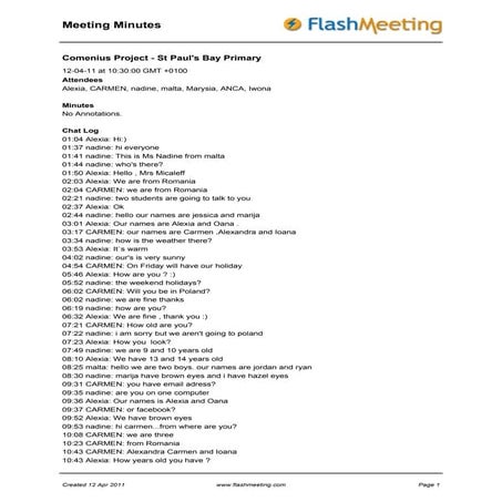Comenius Flash Meeting