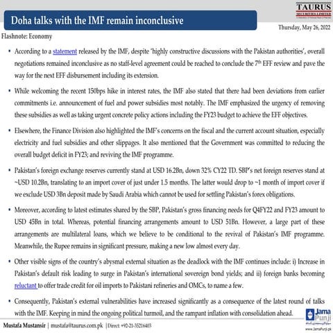 Flash Note - Doha talks with the IMF remain inconclusive  - 26-May-2022.pdf