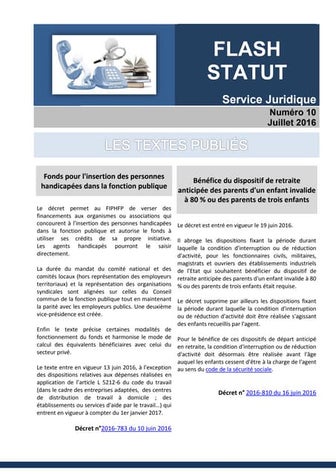 Flash statut n°10  juillet 2016