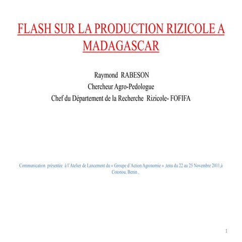 Flash sur la production rizicole a madagascar 1