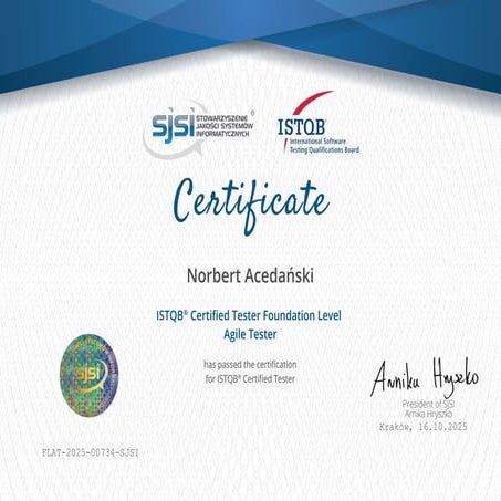 ISTQB Agile Technical Tester Certificate