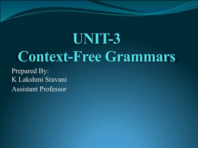 Formal Languages and Automata Theory unit 3